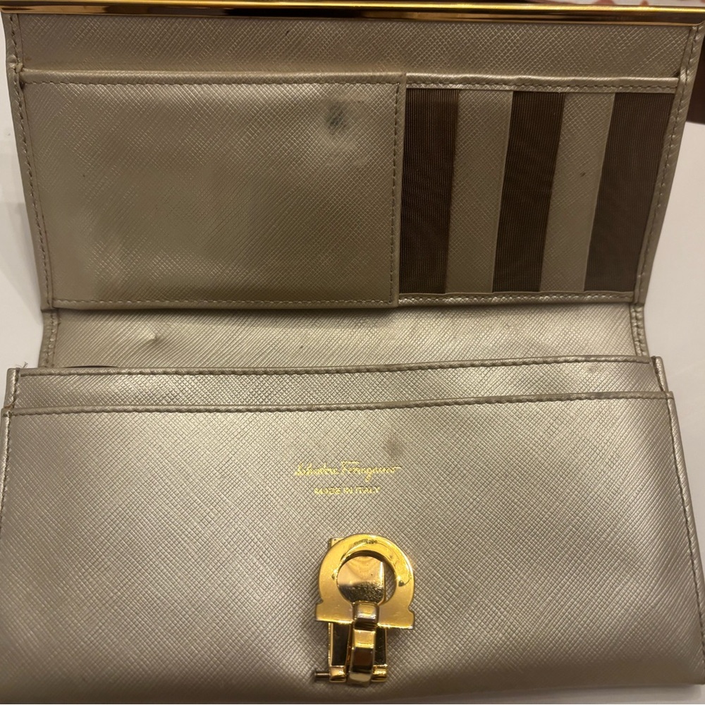 Salvatore Ferragamo Gold Women's Wallet-used wear shown in pics.